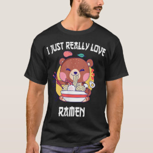 Kawaii bear eat ramen Japanese Anime Noodles T-Shirt