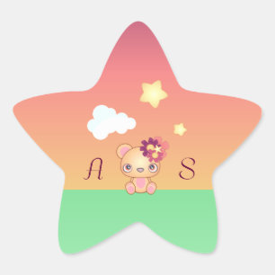 Kawaii Bear Star Sticker