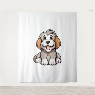 Kawaii Bearded Collie Puppy Tapestry