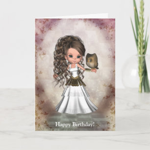 Kawaii Beautiful Athena Greek Goddess Card
