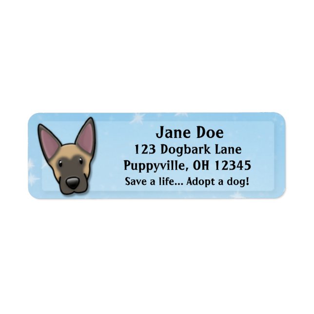 Kawaii Belgian Malinois Return Address Label (Front)