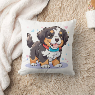 Kawaii Bernese Puppy, Cute Berner Pup Cushion
