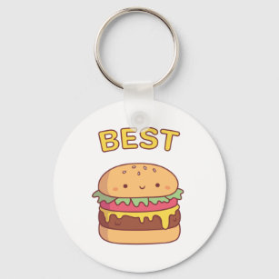 Kawaii Best Burger Doodle Matching Best Friend Key Ring