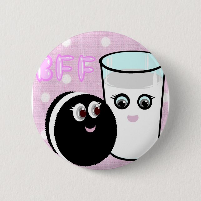 Kawaii best friends forever milk and cookie BFF 6 Cm Round Badge (Front)