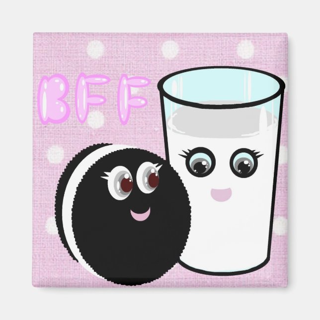 Kawaii best friends forever milk and cookie BFF Magnet (Front)
