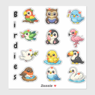 Kawaii Birdies Educational Reward Stickers for Kid
