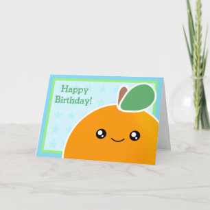 Kawaii Birthday Card Orange Fruit