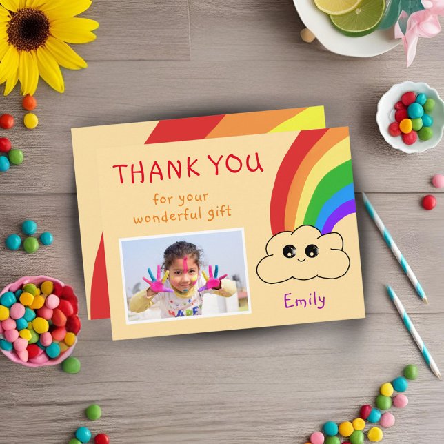 Kawaii Birthday Thank you Photo Card for Kids (Creator Uploaded)