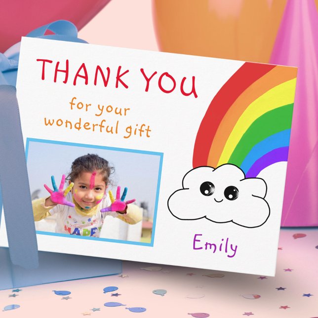 Kawaii Birthday Thank you Photo Card for Kids (Creator Uploaded)