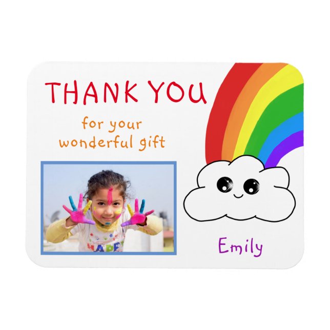 Kawaii Birthday Thank you Photo Magnet for Kids (Horizontal)
