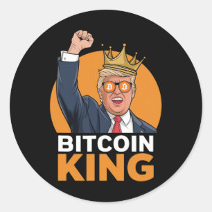 Kawaii Bitcoin King Trump Crypto Shades Bitcoin Ev Classic Round Sticker