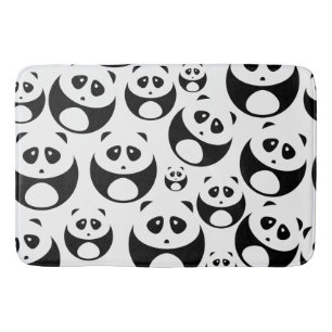 Kawaii Black and White Panda Pattern Bath Mat