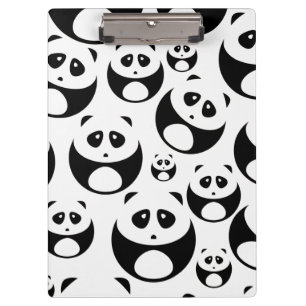 Kawaii Black and White Panda Pattern Clipboard