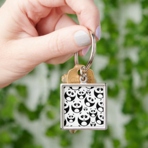 Kawaii Black and White Panda Pattern Key Ring
