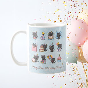 Kawaii Black Cat Birthday Mug Birthday Meows