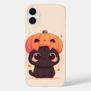 Kawaii Black Cat iPhone 16 Plus Case