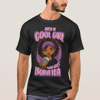 Kawaii Black Girl Anime Boba Tea  T-Shirt
