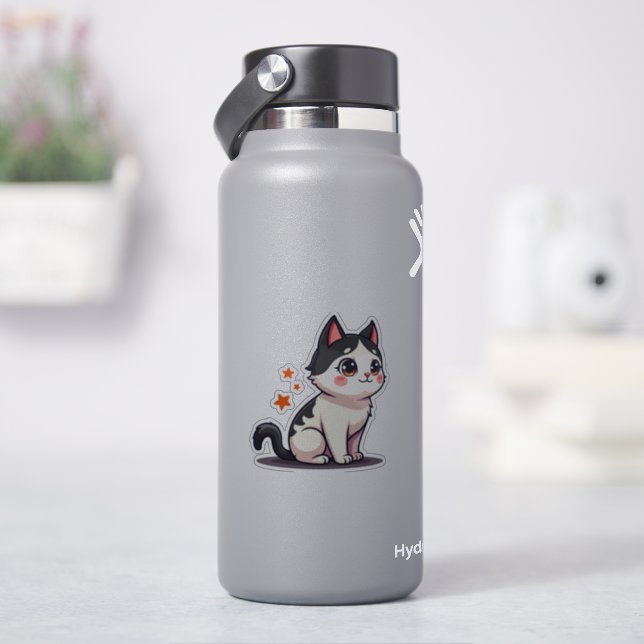 Kawaii Black & White Kitten – Halloween Chibi (HydroFlask)