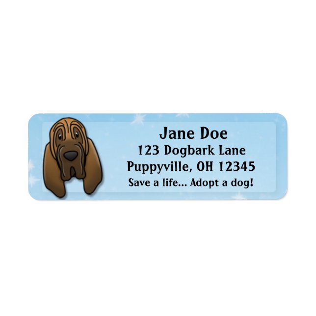 Kawaii Bloodhound Return Address Label (Front)