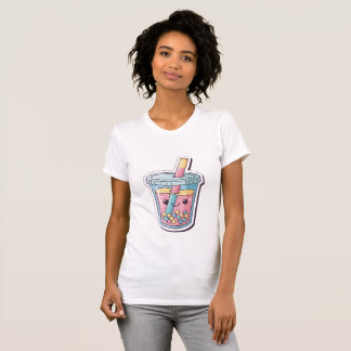 Kawaii Blue Boba Tea T-Shirt | Cute Smiling Bubble