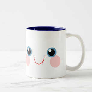 Kawaii Blue Eyes Happy Smile Face Calm Sweet Two-Tone Coffee Mug