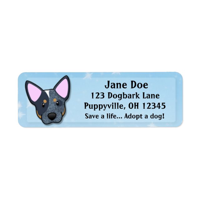 Kawaii Blue Heeler Return Address Label (Front)