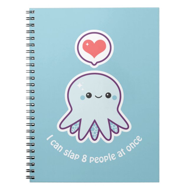 Kawaii Blue Octopus Notebook (Front)