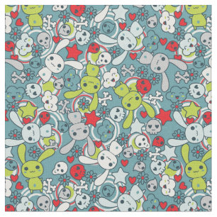 kawaii blue pattern fabric
