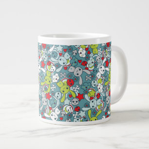 kawaii blue pattern large coffee mug