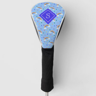 Kawaii Blue Rainbow Clouds Personalised Golf Head Cover