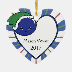 Kawaii Blueberry Basket (Boy) Christmas 2017 Ceramic Ornament
