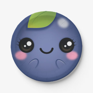 Kawaii Blueberry Paper Plate