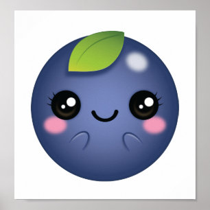 Kawaii Blueberry Poster