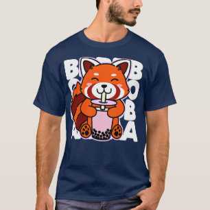 Kawaii Boba Cute Red Panda Kawaii Bubble Tea Drin T-Shirt
