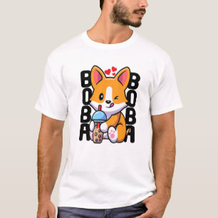 Kawaii Boba Dog Corgi Tea Drink Cute Anime Bubble T-Shirt