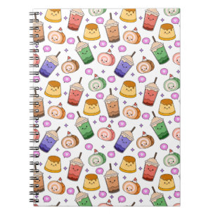 Kawaii Boba Pattern Notebook