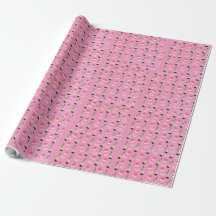 Kawaii boba tea and strawberry milk wrapping paper