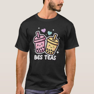 Kawaii Boba Tea 'Bes Teas' Friendship Pink Yellow T-Shirt