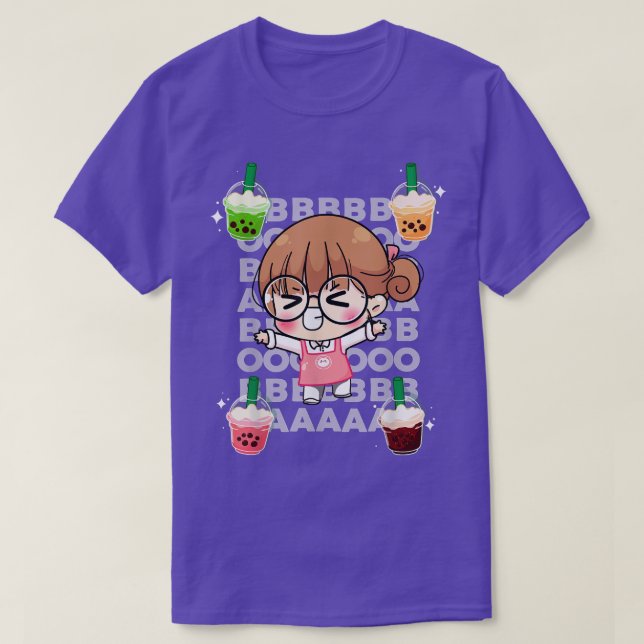 Kawaii Boba Tea Bubble Tea Anime Kawaii Neko  T-Shirt (Design Front)