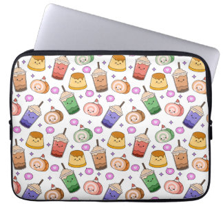 Kawaii Boba Tea Pattern Laptop Sleeve