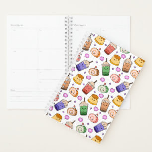 Kawaii Boba Tea Pattern Planner