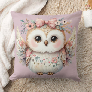 Kawaii Boho Owl Illustration Cushion