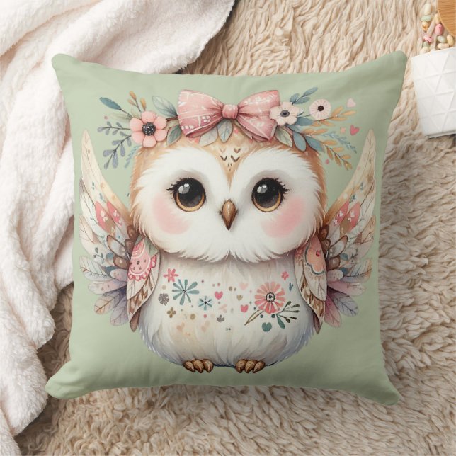 Kawaii Boho Owl Illustration Cushion (Blanket)