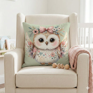Kawaii Boho Owl Illustration Cushion