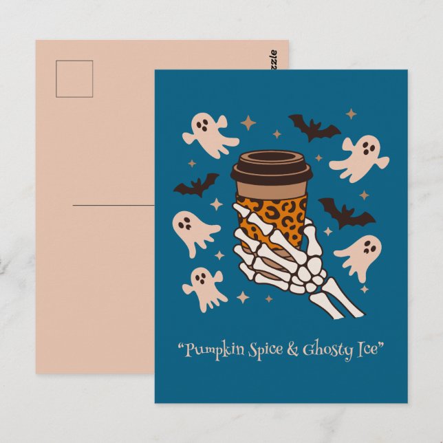 Kawaii boo, cute spooky halloween postcard (Front/Back)