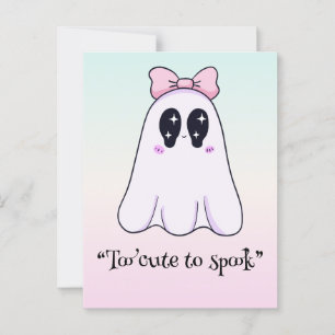 Kawaii boo, cute spooky halloween postcard