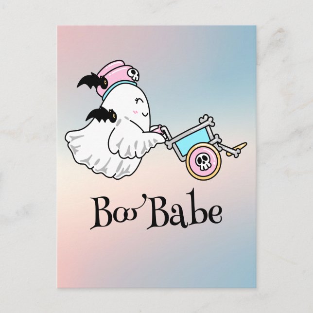 Kawaii boo, cute spooky halloween postcard (Front)