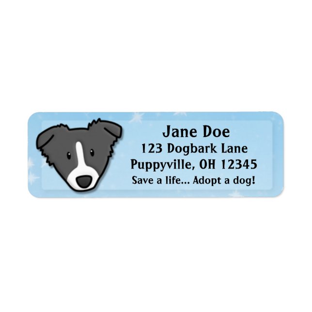 Kawaii Border Collie Return Address Label (Front)