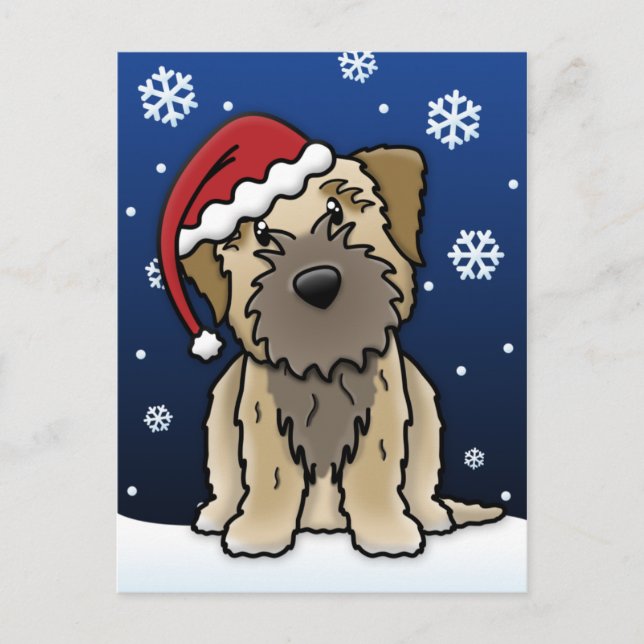 Kawaii Border Terrier Christmas Postcard (Front)