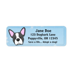 Kawaii Boston Terrier Return Address Label
